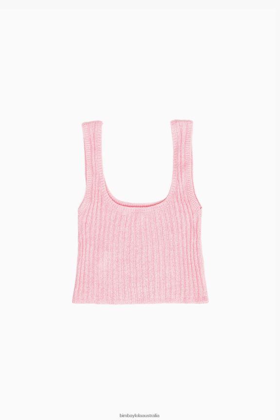 Clothing 4062VZ314 Pink Bimba Y Lola Ribbed Fitted Top