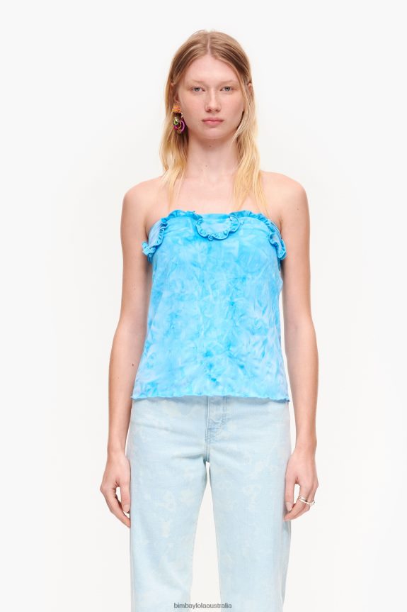 Clothing 4062VZ341 Blue Bimba Y Lola Fitted Ruffle Top