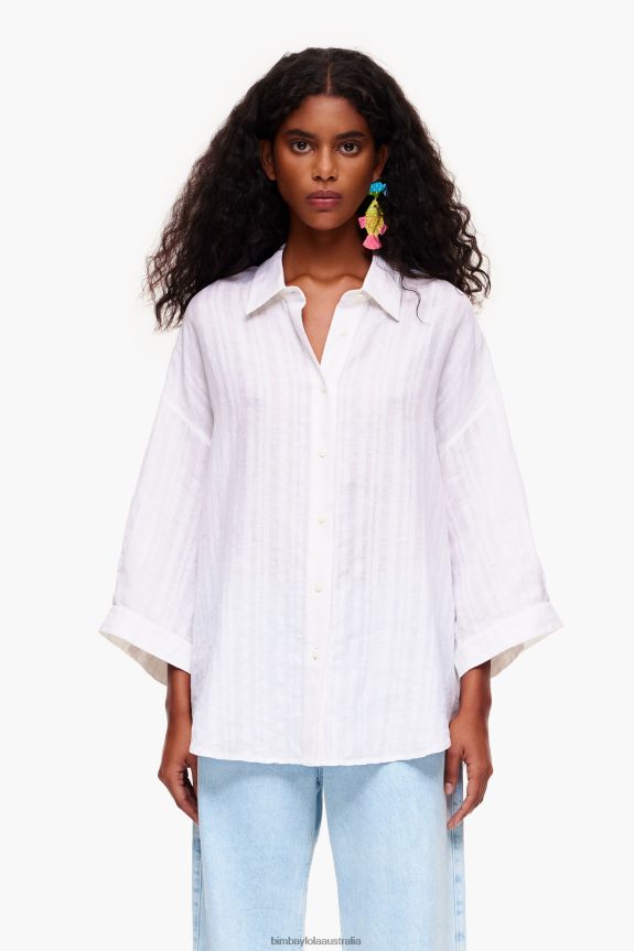 Clothing 4062VZ329 White Bimba Y Lola Linen Shirt