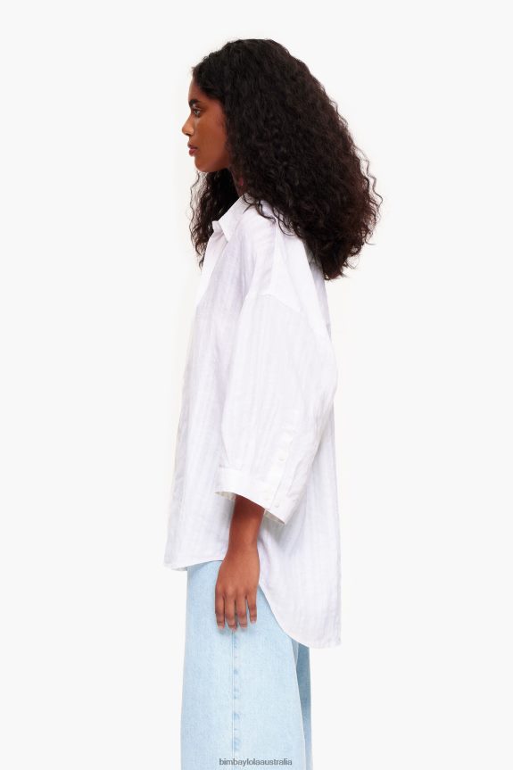 Clothing 4062VZ329 White Bimba Y Lola Linen Shirt