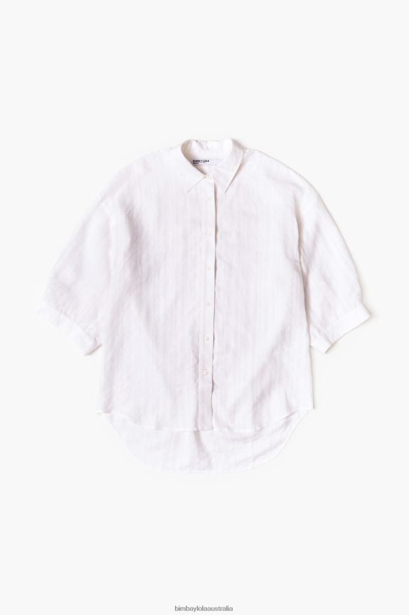 Clothing 4062VZ329 White Bimba Y Lola Linen Shirt