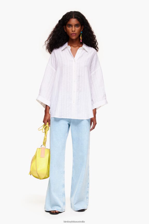 Clothing 4062VZ329 White Bimba Y Lola Linen Shirt