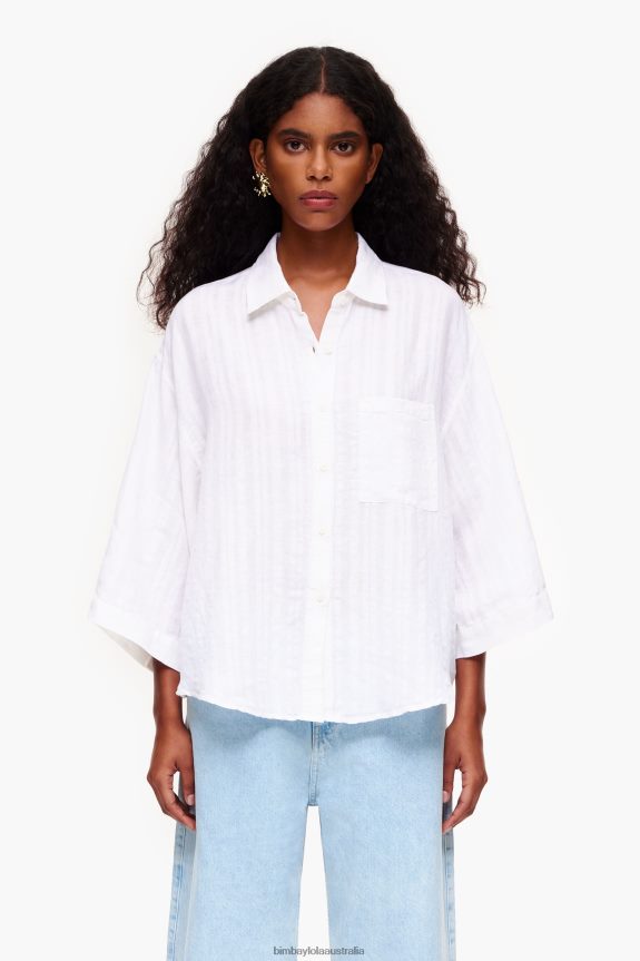 Clothing 4062VZ332 White Bimba Y Lola Linen Shirt