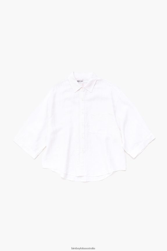 Clothing 4062VZ332 White Bimba Y Lola Linen Shirt