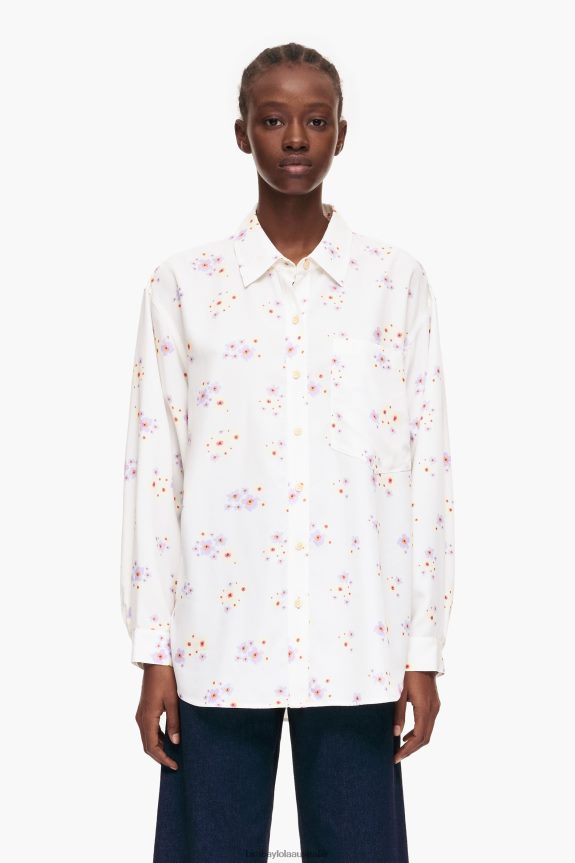 Clothing 4062VZ337 White Bimba Y Lola Acrylic Flowers Print Shirt