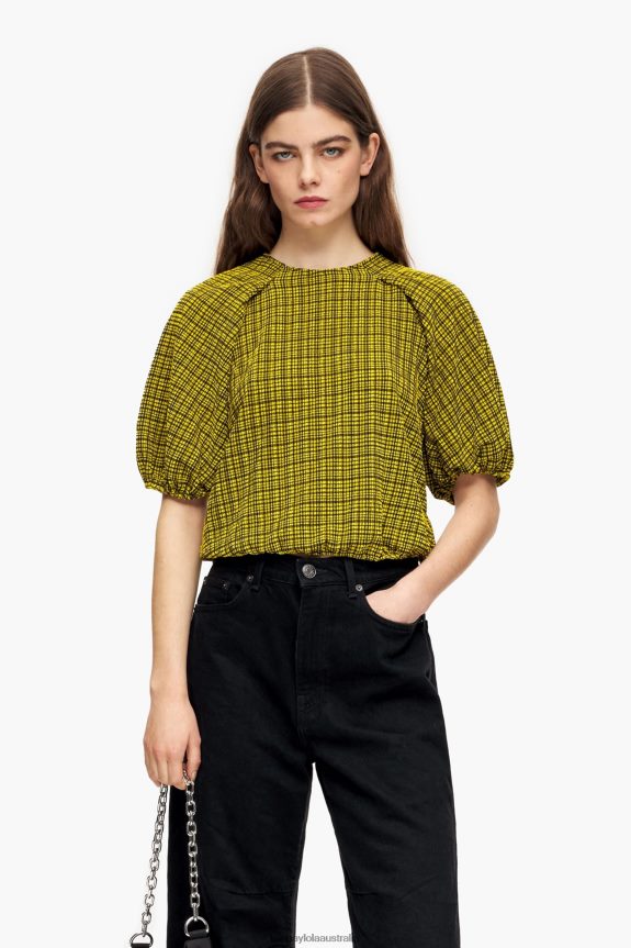 Clothing 4062VZ338 Yellow Bimba Y Lola Gingham Top Squares