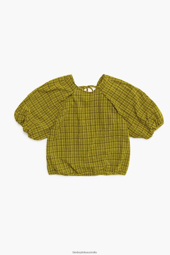 Clothing 4062VZ338 Yellow Bimba Y Lola Gingham Top Squares