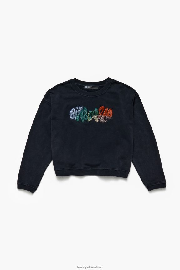 Clothing 4062VZ497 Black Bimba Y Lola Boxy Logo Sweatshirt