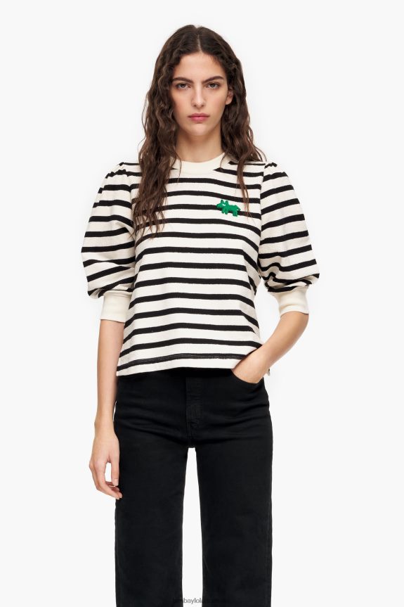 Clothing 4062VZ498 White Bimba Y Lola Striped Logo Sweatshirt