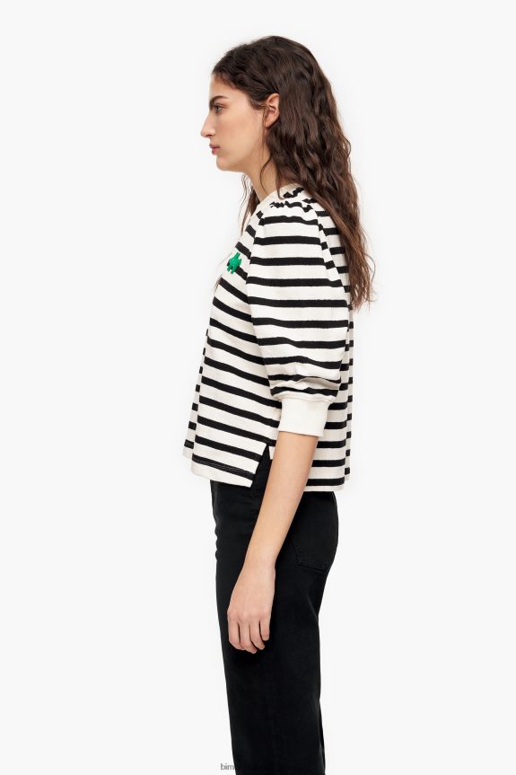 Clothing 4062VZ498 White Bimba Y Lola Striped Logo Sweatshirt