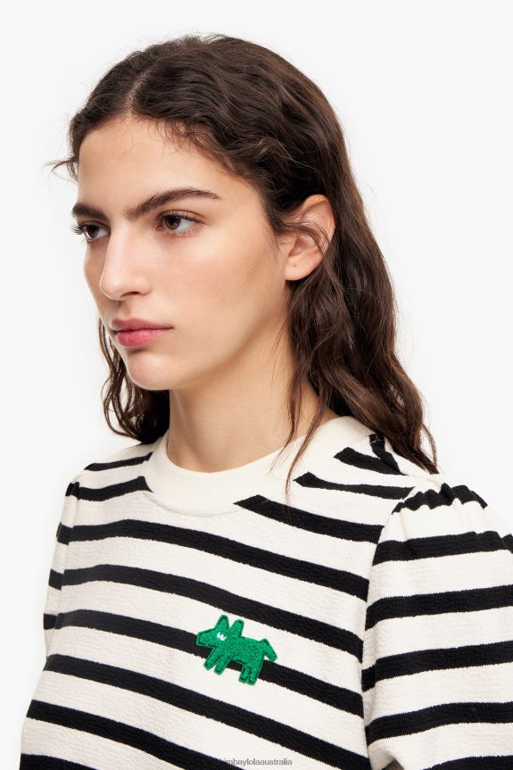 Clothing 4062VZ498 White Bimba Y Lola Striped Logo Sweatshirt