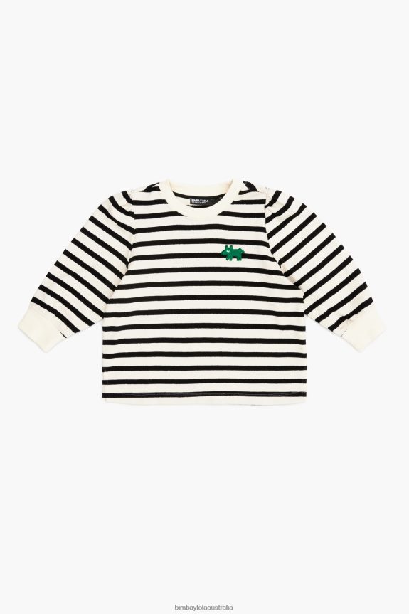 Clothing 4062VZ498 White Bimba Y Lola Striped Logo Sweatshirt