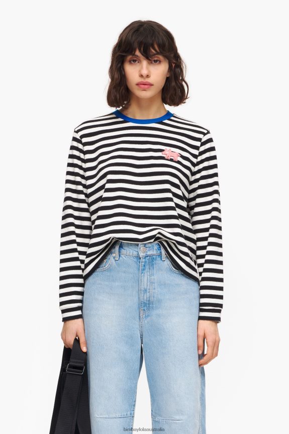 Clothing 4062VZ251 Black Bimba Y Lola Striped T-Shirt