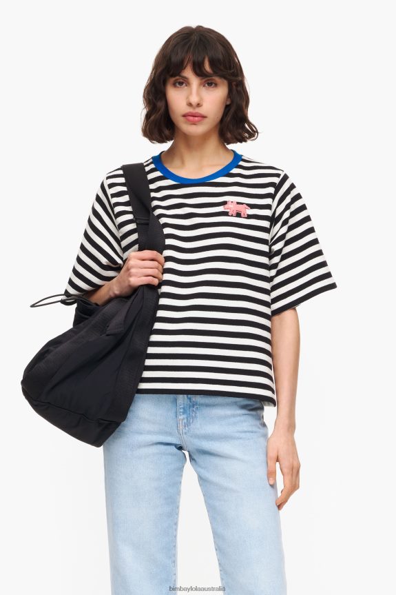 Clothing 4062VZ252 Black Bimba Y Lola Striped Dog T-Shirt