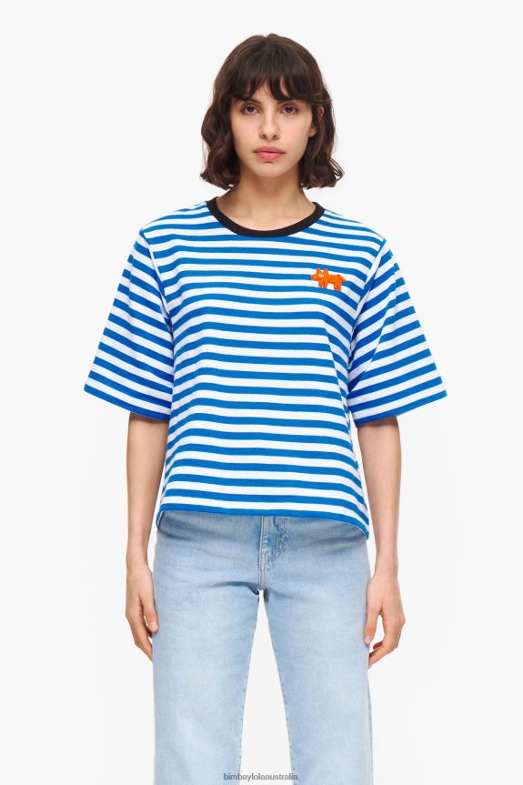 Clothing 4062VZ254 Blue Bimba Y Lola Striped Dog T-Shirt