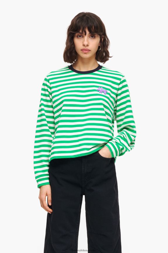 Clothing 4062VZ255 Green Bimba Y Lola Striped T-Shirt