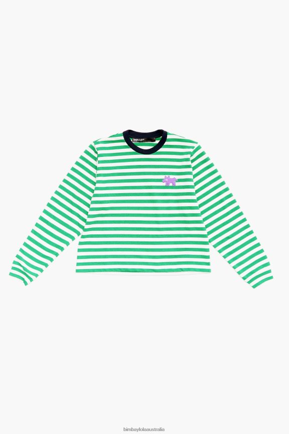 Clothing 4062VZ255 Green Bimba Y Lola Striped T-Shirt