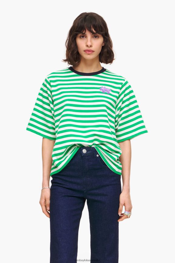 Clothing 4062VZ256 Green Bimba Y Lola Striped Dog T-Shirt