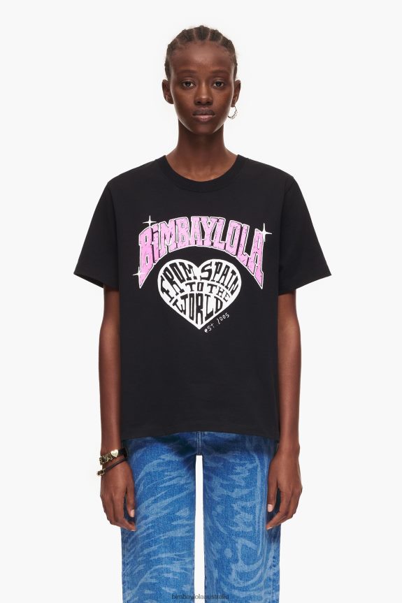 Clothing 4062VZ276 Black Bimba Y Lola University Logo T-Shirt