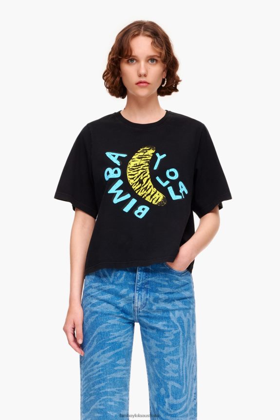 Clothing 4062VZ278 Black Bimba Y Lola Banana Print T-Shirt