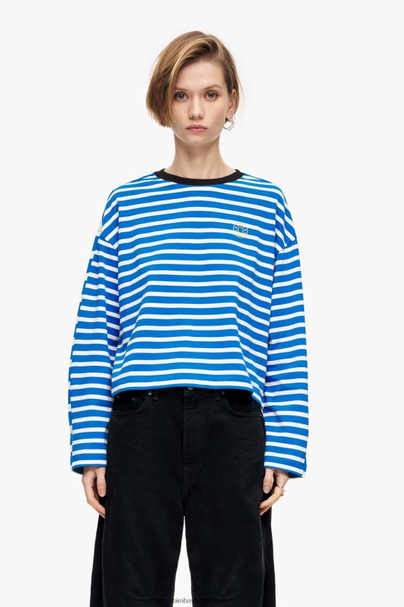 Clothing 4062VZ318 Blue Bimba Y Lola Striped Cotton T-Shirt