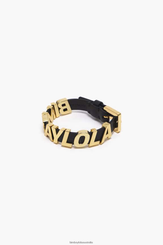 Accessories 4062VZ1141 Black Bimba Y Lola Leather Logo Letters Bracelet