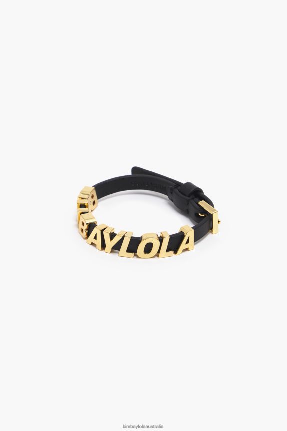 Accessories 4062VZ1143 Black Bimba Y Lola Leather Logo Letters Bracelet