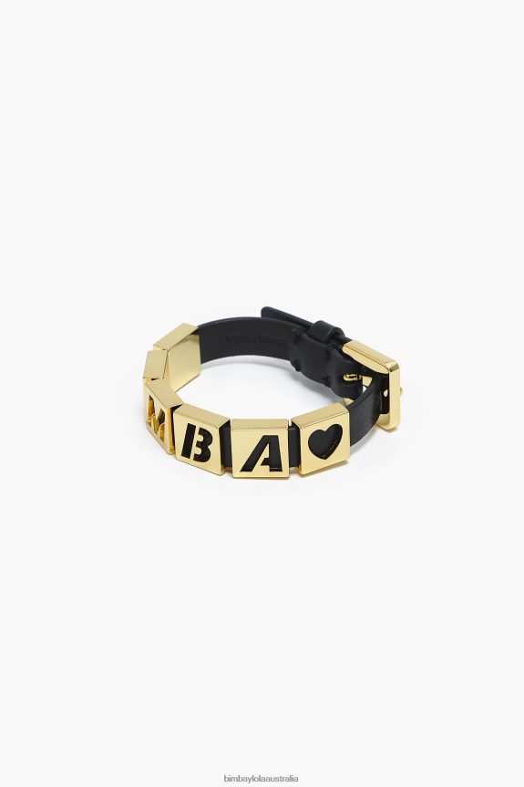 Accessories 4062VZ659 Black Bimba Y Lola Letters Leather Bracelet