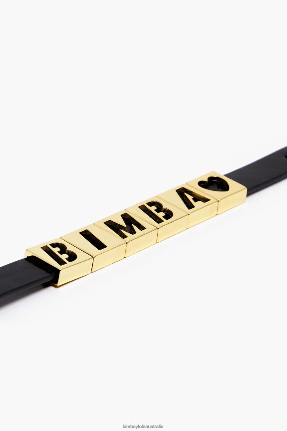 Accessories 4062VZ659 Black Bimba Y Lola Letters Leather Bracelet