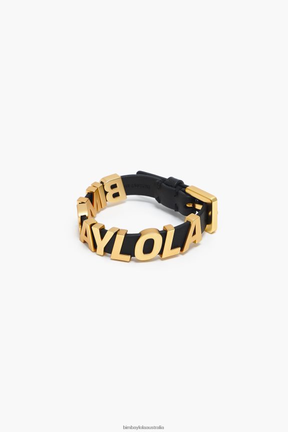 Accessories 4062VZ660 Black Bimba Y Lola Logo Leather Bracelet