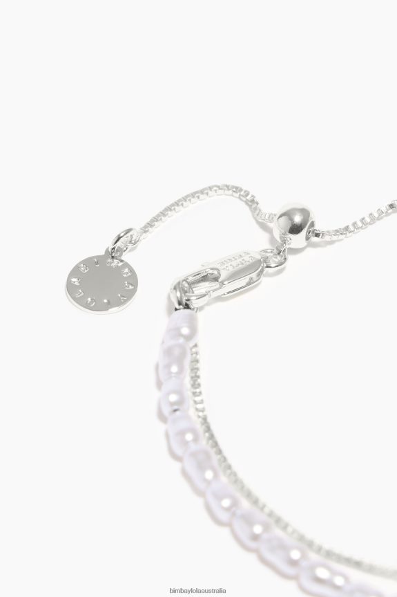 Accessories 4062VZ722 Silver Bimba Y Lola Double Pearl Bracelet