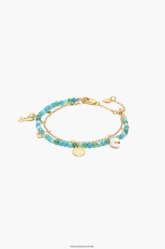 Accessories 4062VZ734 Turquoise Bimba Y Lola Double Stones Bracelet