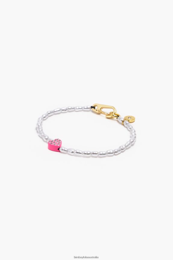 Accessories 4062VZ786 Pink Bimba Y Lola Pearls Heart Bracelet