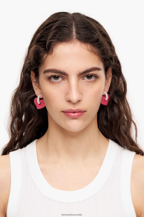 Accessories 4062VZ1137 Pink Bimba Y Lola Heart Earrings Crystals