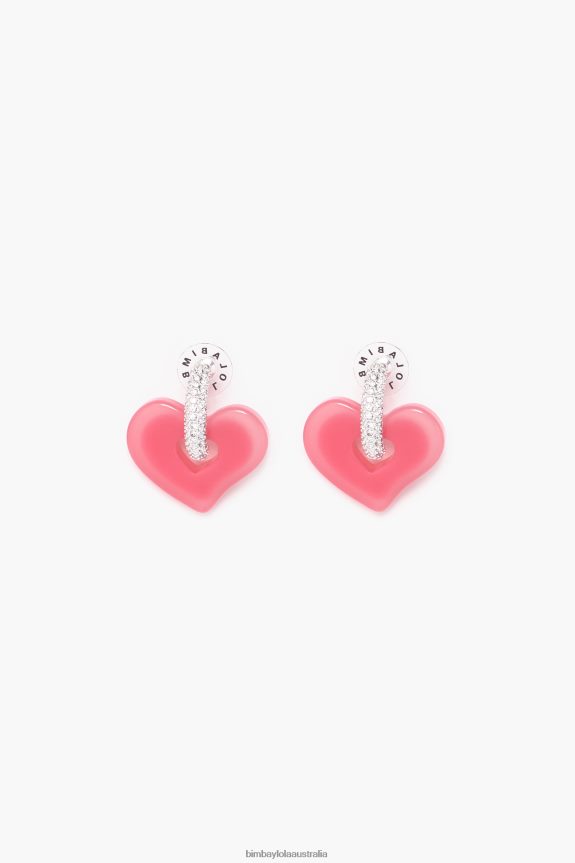 Accessories 4062VZ1137 Pink Bimba Y Lola Heart Earrings Crystals