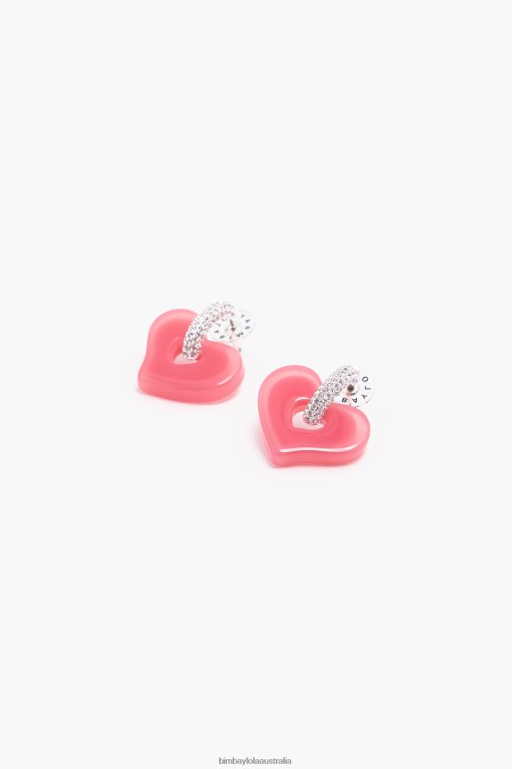 Accessories 4062VZ1137 Pink Bimba Y Lola Heart Earrings Crystals