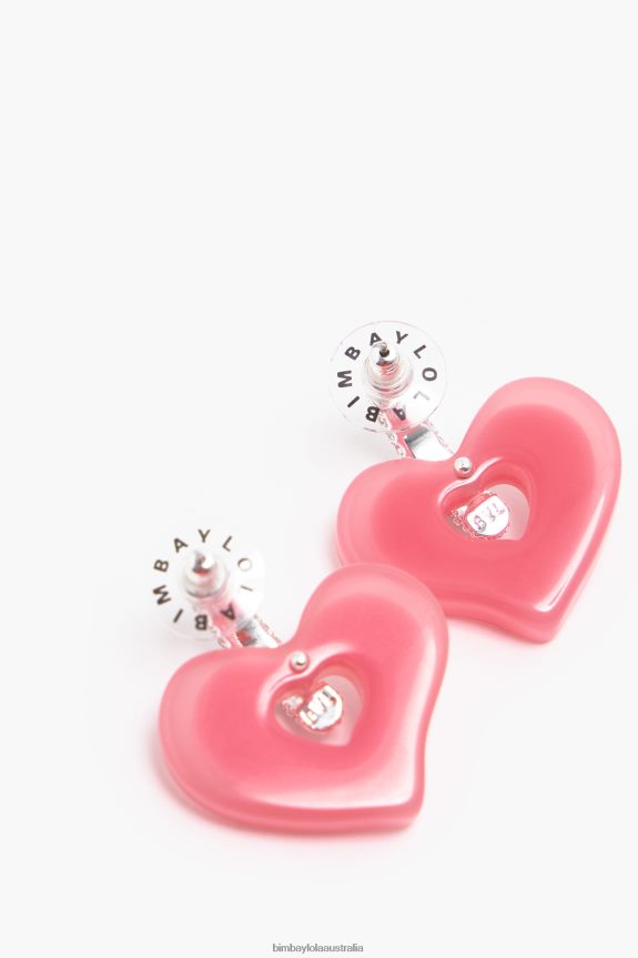 Accessories 4062VZ1137 Pink Bimba Y Lola Heart Earrings Crystals