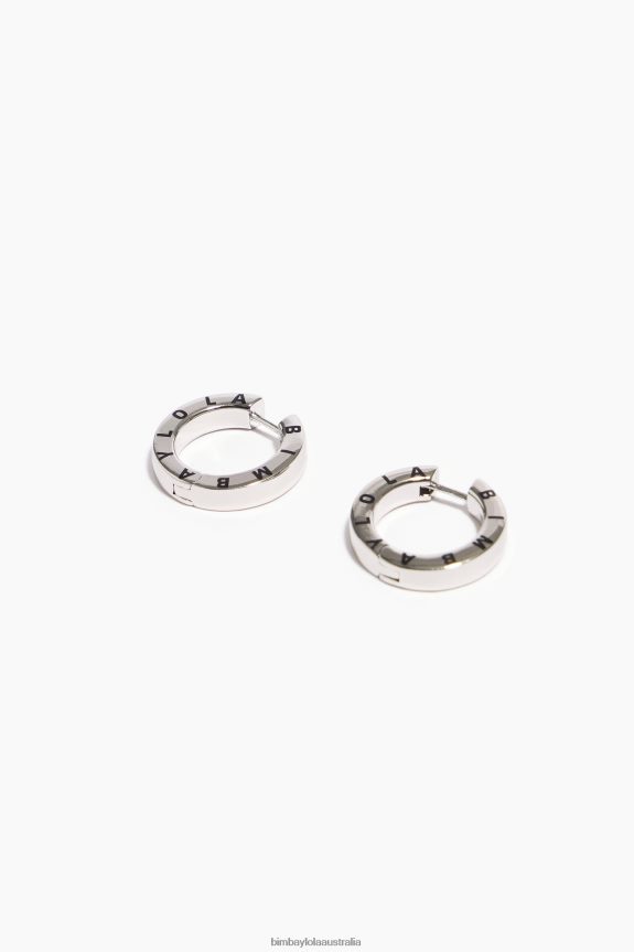 Accessories 4062VZ1140 Silver Bimba Y Lola Logo Hoop Earrings