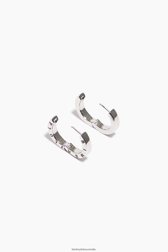 Accessories 4062VZ1140 Silver Bimba Y Lola Logo Hoop Earrings