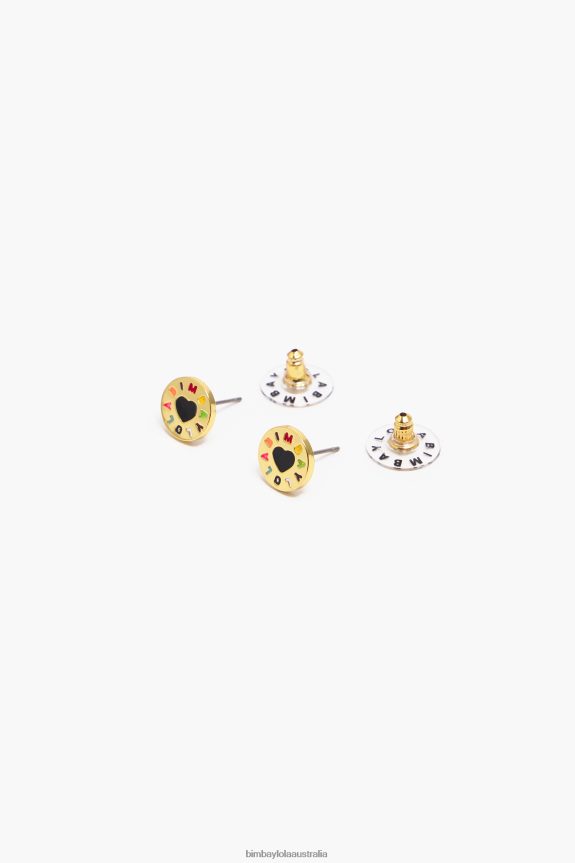 Accessories 4062VZ693 Golden Bimba Y Lola Logo Heart Earrings