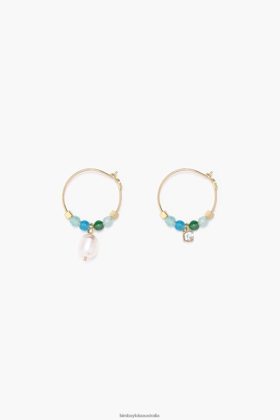 Accessories 4062VZ736 Turquoise Bimba Y Lola Small Stones Hoop Earrings