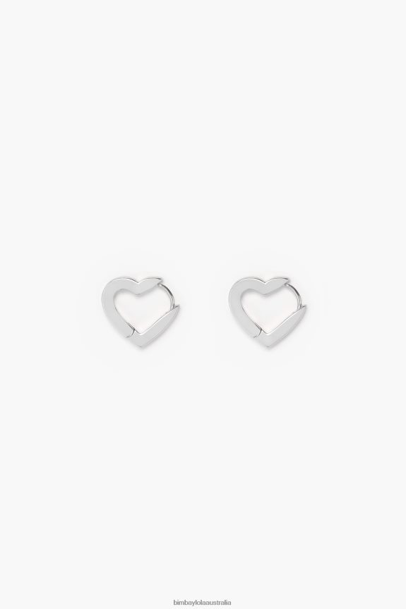 Accessories 4062VZ740 Silver Bimba Y Lola Heart Hoop Earrings