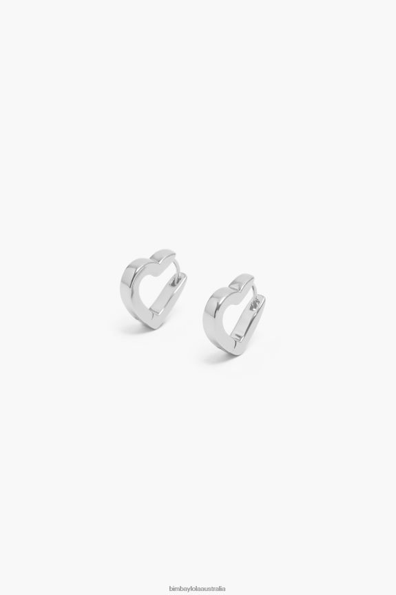 Accessories 4062VZ740 Silver Bimba Y Lola Heart Hoop Earrings