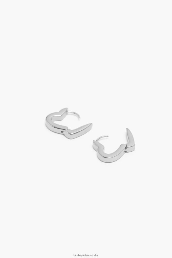 Accessories 4062VZ740 Silver Bimba Y Lola Heart Hoop Earrings