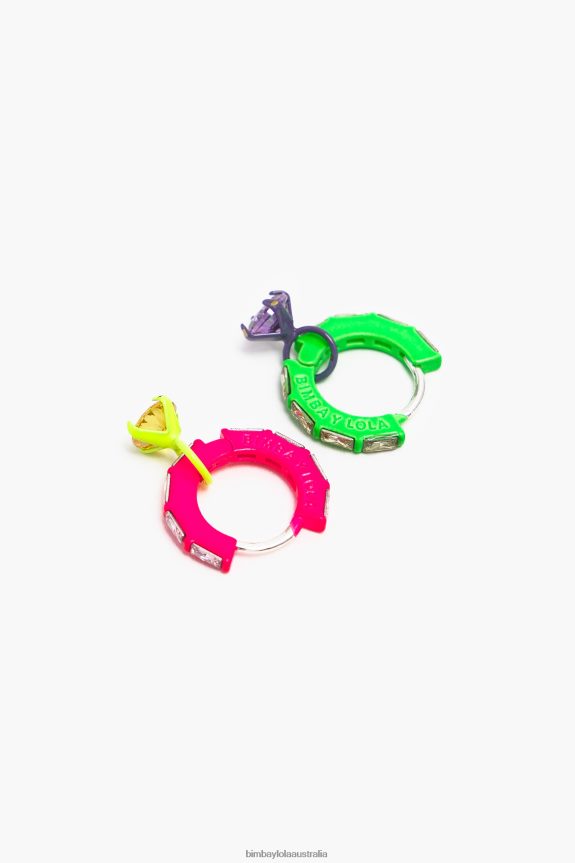 Accessories 4062VZ748 Crystal Bimba Y Lola Neon Hoop Earrings