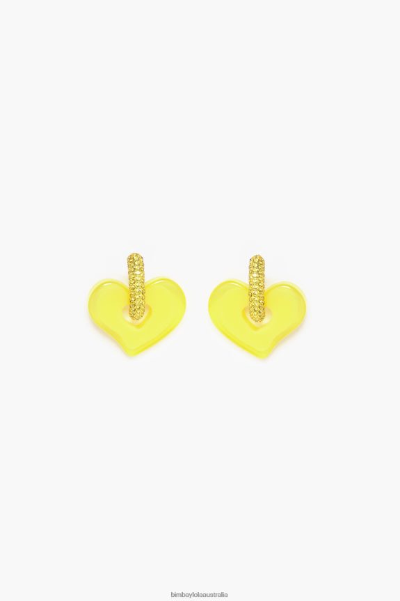 Accessories 4062VZ753 Yellow Bimba Y Lola Crystal Heart Earrings