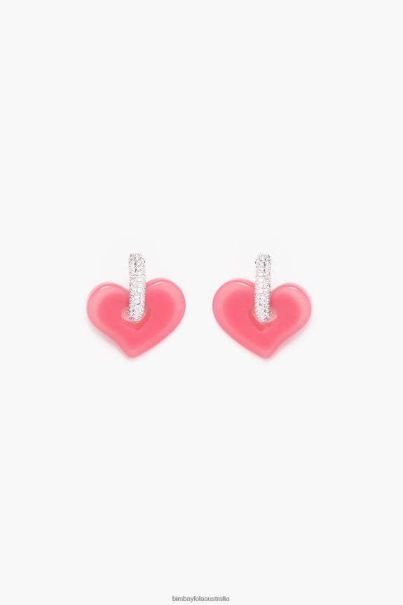 Accessories 4062VZ754 Pink Bimba Y Lola Heart Earrings Crystals