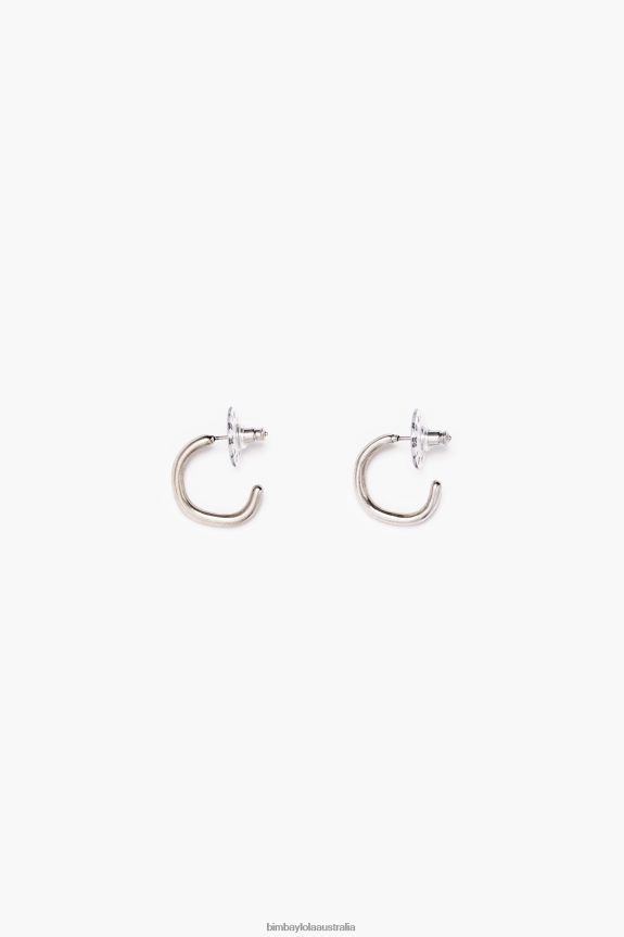 Accessories 4062VZ761 Silver Bimba Y Lola Matte Hoop Earrings