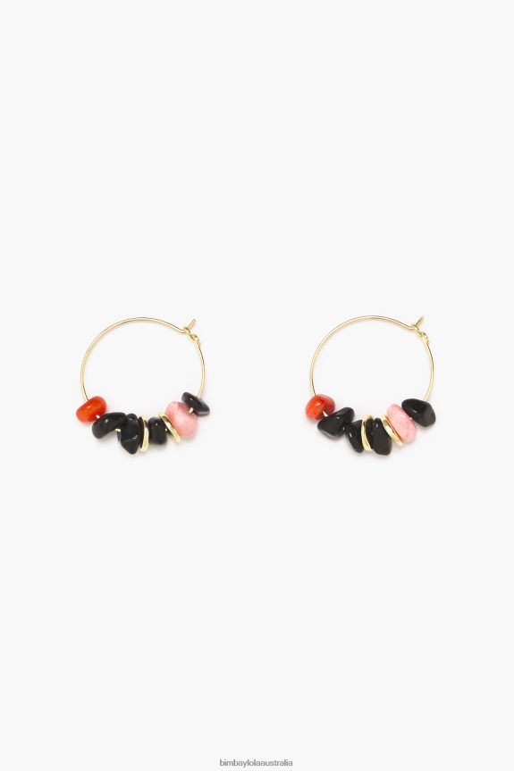 Accessories 4062VZ769 Black Bimba Y Lola Stone Hoop Earrings