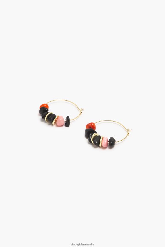 Accessories 4062VZ769 Black Bimba Y Lola Stone Hoop Earrings